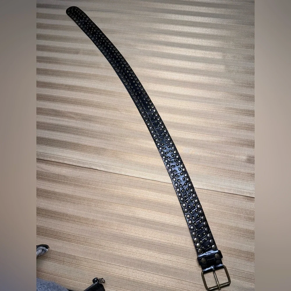 NANNI Brown Studded Leather Belt Made in Italy Sz 84/34. 39” - Picture 9 of 13